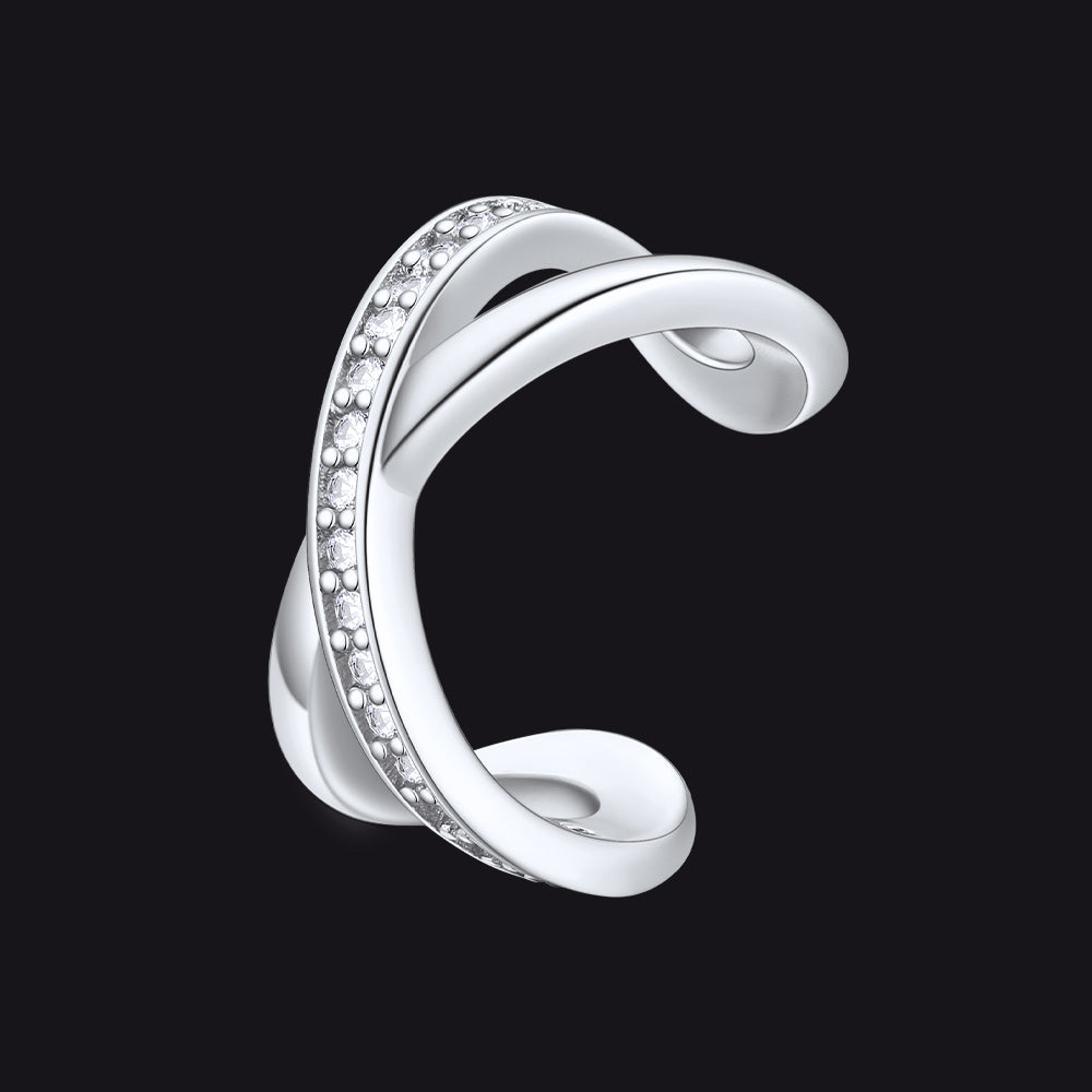 925 Sterling Silver Diamond Ear Cuff Earrings for