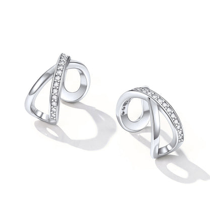 925 Sterling Silver Diamond Ear Cuff Earrings for