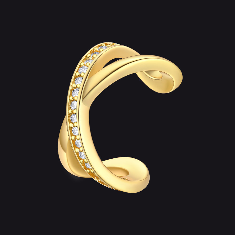 925 Sterling Silver Diamond Ear Cuff Earrings for