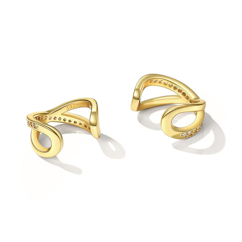 925 Sterling Silver Diamond Ear Cuff Earrings for