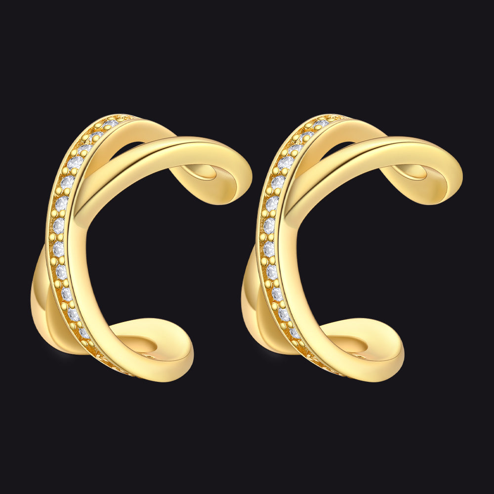 925 Sterling Silver Diamond Ear Cuff Earrings for