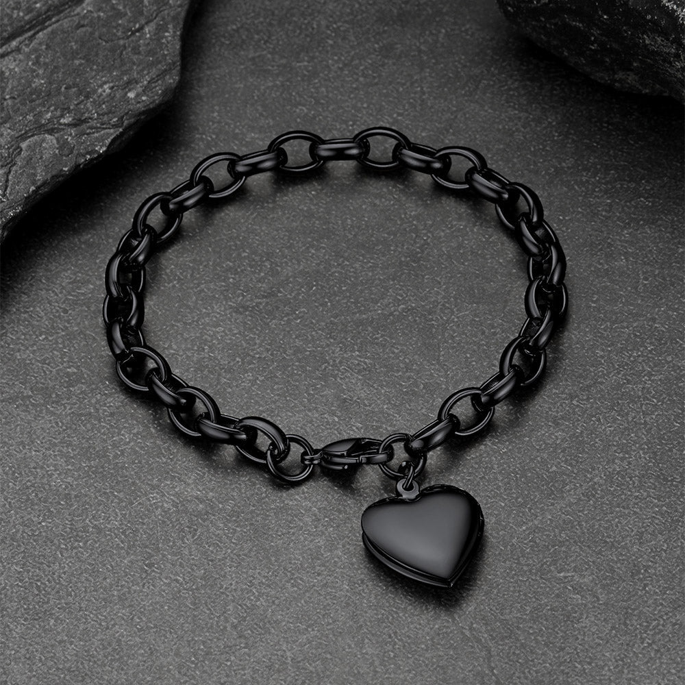 Personalized Heart Picture Locket Bracelet for Girlfriend