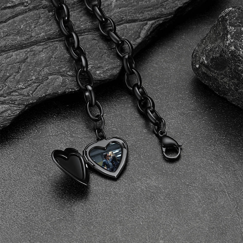 Personalized Heart Picture Locket Bracelet for Girlfriend