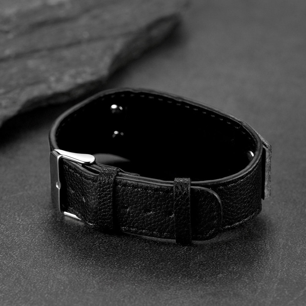 Personalized Picture Leather Bracelet Black Wristband for