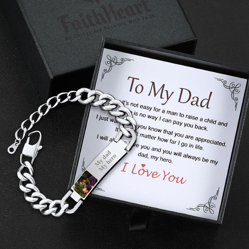 Personalized Nameplate Cuban Link Chain Bracelet With Picture for