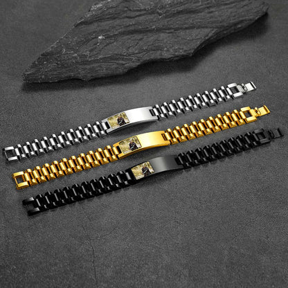 Customized Bar Watch Strap Chain Bracelet With Picture for