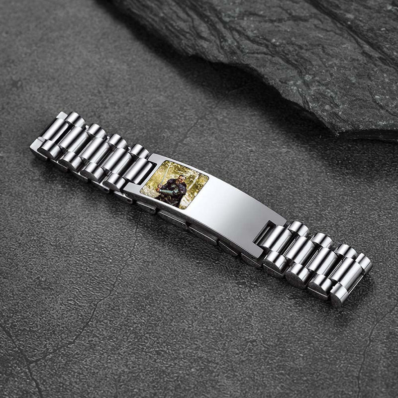 Customized Bar Watch Strap Chain Bracelet With Picture for