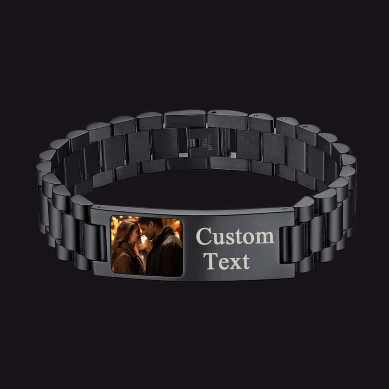 Customized Bar Watch Strap Chain Bracelet With Picture for