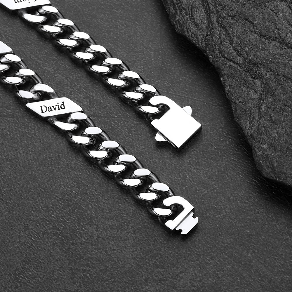 Custom Engraved Name Cuban Chain Bracelet for 7/9/12mm Width