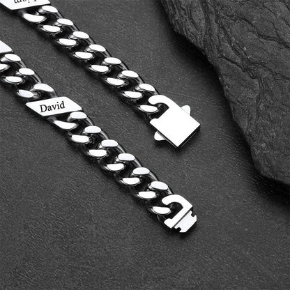 Custom Engraved Name Cuban Chain Bracelet for 7/9/12mm Width