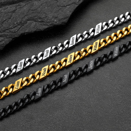 Custom Engraved Name Cuban Chain Bracelet for 7/9/12mm Width