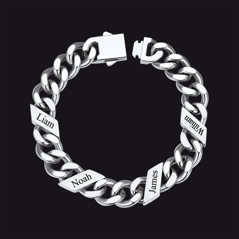 Custom Engraved Name Cuban Chain Bracelet for 7/9/12mm Width