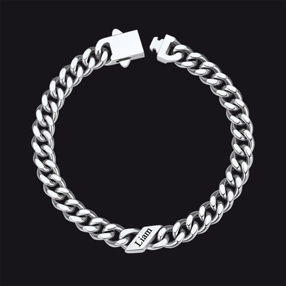 Custom Engraved Name Cuban Chain Bracelet for 7/9/12mm Width
