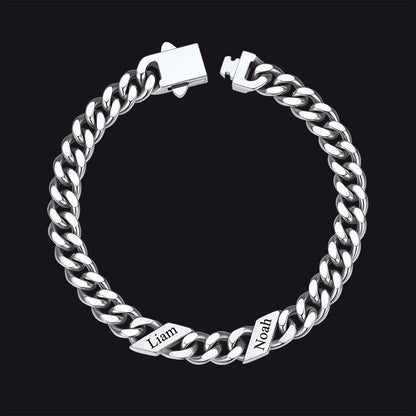 Custom Engraved Name Cuban Chain Bracelet for 7/9/12mm Width