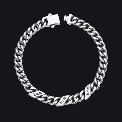 Custom Engraved Name Cuban Chain Bracelet for 7/9/12mm Width