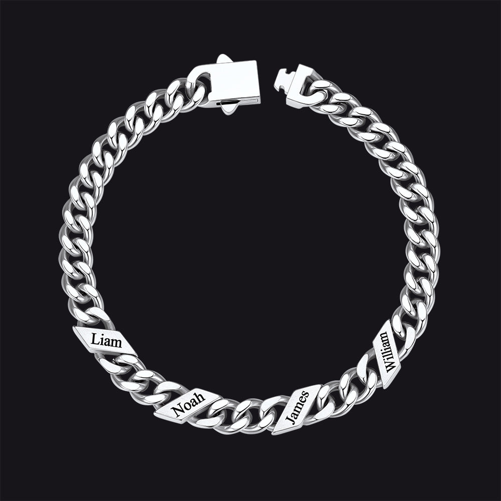 Custom Engraved Name Cuban Chain Bracelet for 7/9/12mm Width