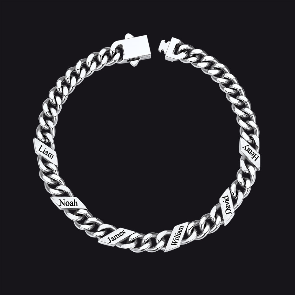 Custom Engraved Name Cuban Chain Bracelet for 7/9/12mm Width