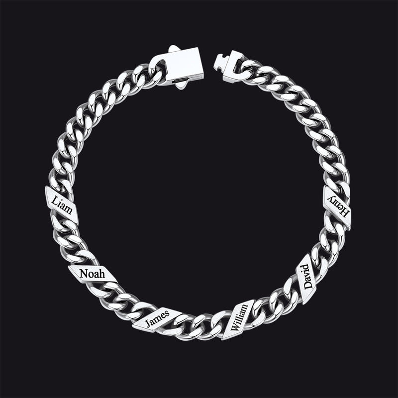 Custom Engraved Name Cuban Chain Bracelet for 7/9/12mm Width