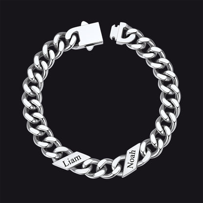Custom Engraved Name Cuban Chain Bracelet for 7/9/12mm Width