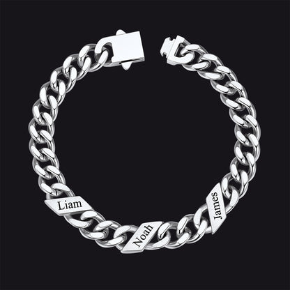 Custom Engraved Name Cuban Chain Bracelet for 7/9/12mm Width