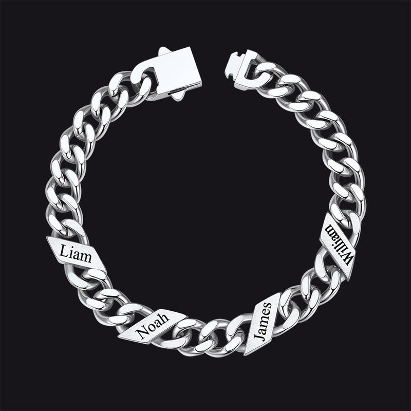 Custom Engraved Name Cuban Chain Bracelet for 7/9/12mm Width