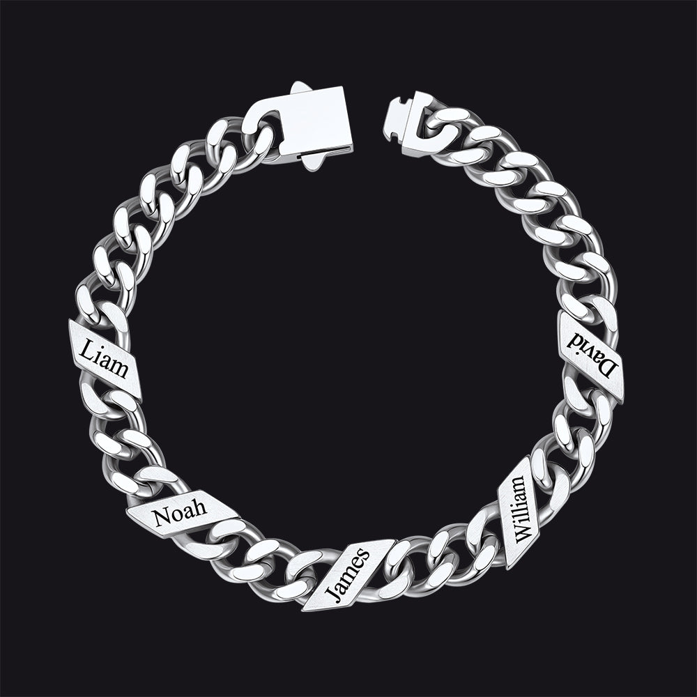 Custom Engraved Name Cuban Chain Bracelet for 7/9/12mm Width