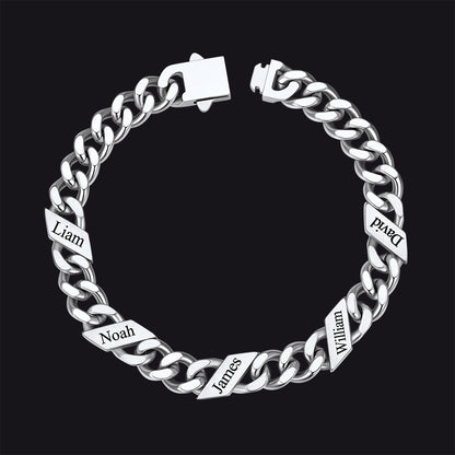 Custom Engraved Name Cuban Chain Bracelet for 7/9/12mm Width