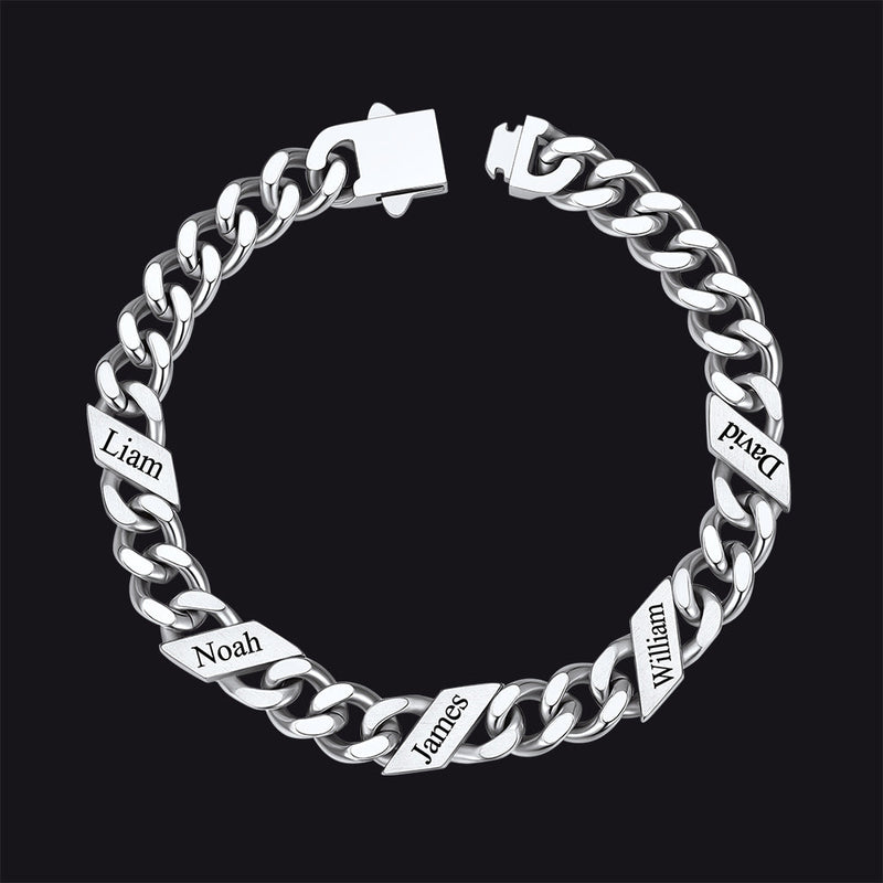 Custom Engraved Name Cuban Chain Bracelet for 7/9/12mm Width