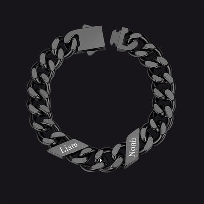 Custom Engraved Name Cuban Chain Bracelet for 7/9/12mm Width