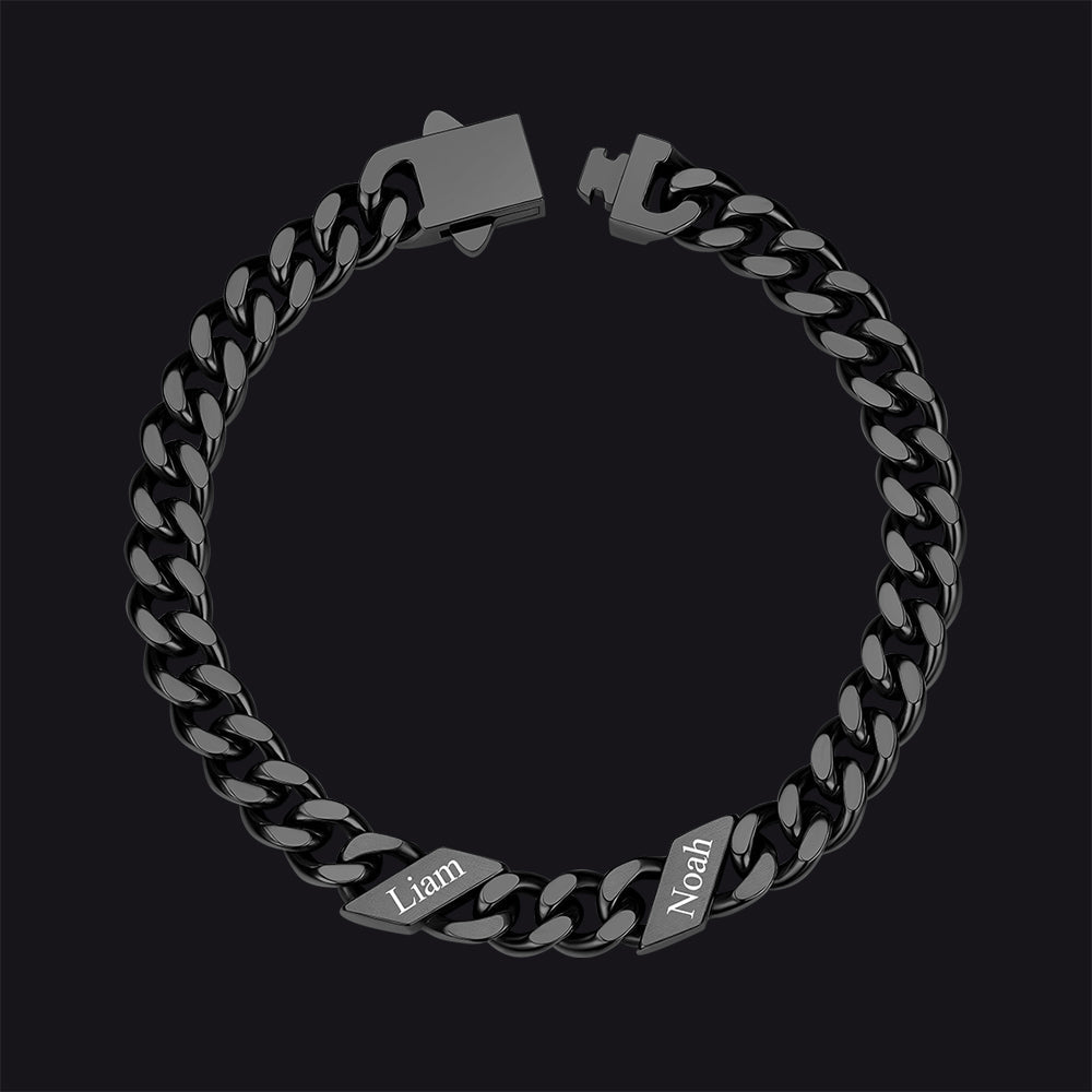 Custom Engraved Name Cuban Chain Bracelet for 7/9/12mm Width