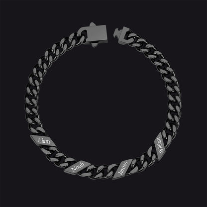 Custom Engraved Name Cuban Chain Bracelet for 7/9/12mm Width