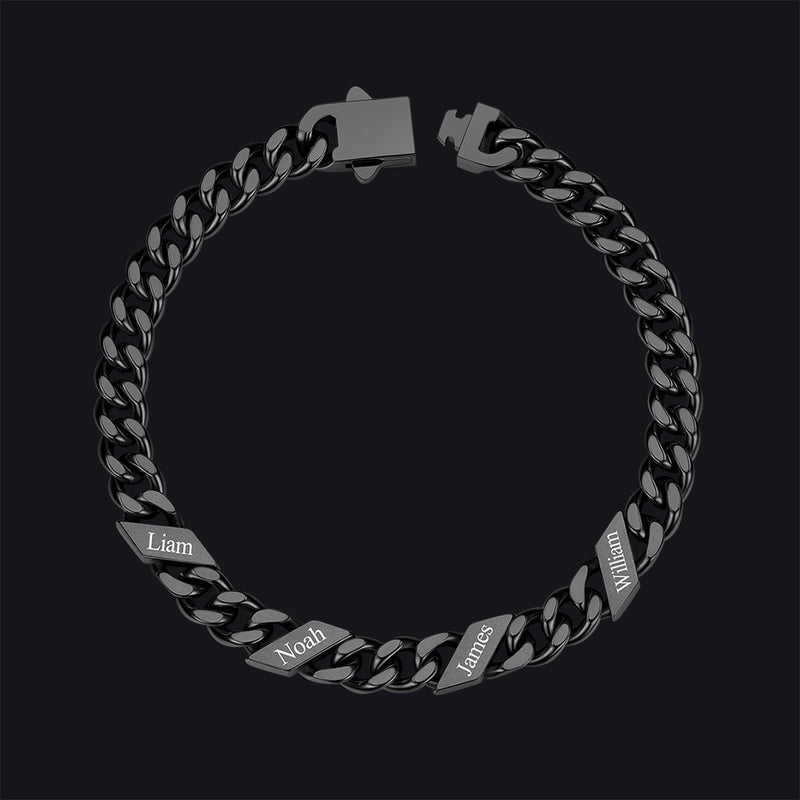 Custom Engraved Name Cuban Chain Bracelet for 7/9/12mm Width