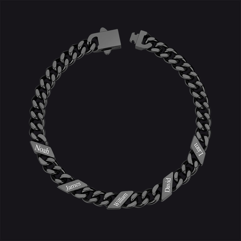 Custom Engraved Name Cuban Chain Bracelet for 7/9/12mm Width