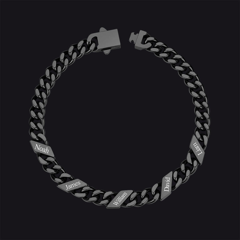 Custom Engraved Name Cuban Chain Bracelet for 7/9/12mm Width