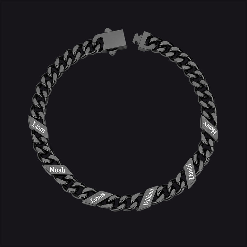 Custom Engraved Name Cuban Chain Bracelet for 7/9/12mm Width