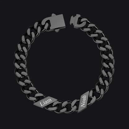 Custom Engraved Name Cuban Chain Bracelet for 7/9/12mm Width