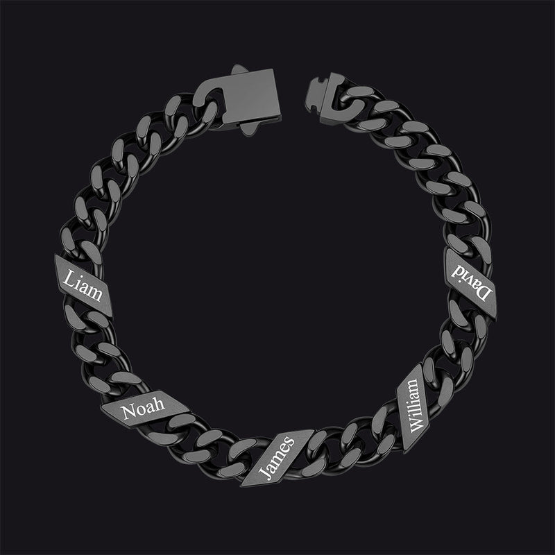Custom Engraved Name Cuban Chain Bracelet for 7/9/12mm Width