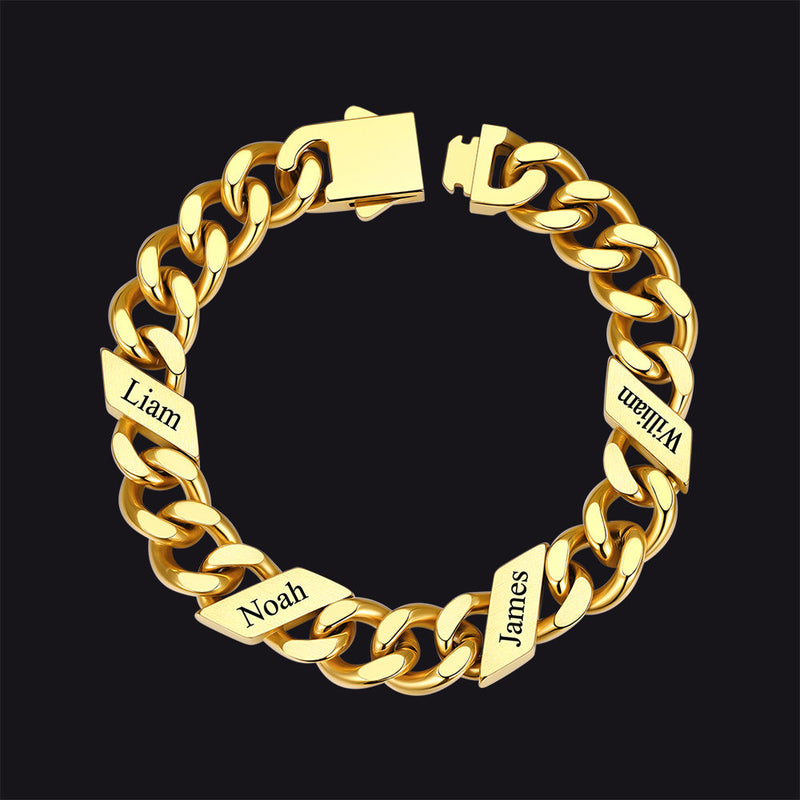 Custom Engraved Name Cuban Chain Bracelet for 7/9/12mm Width