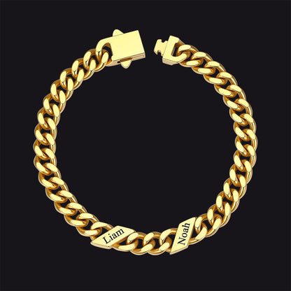Custom Engraved Name Cuban Chain Bracelet for 7/9/12mm Width