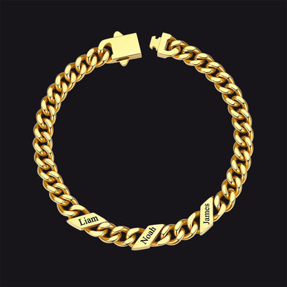 Custom Engraved Name Cuban Chain Bracelet for 7/9/12mm Width