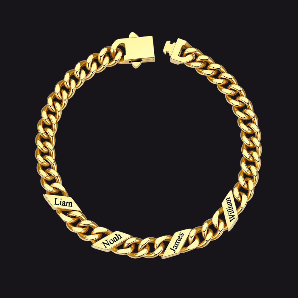 Custom Engraved Name Cuban Chain Bracelet for 7/9/12mm Width