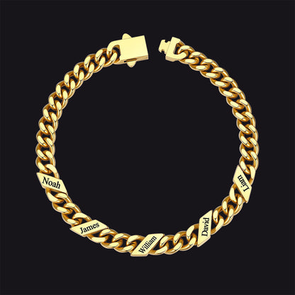 Custom Engraved Name Cuban Chain Bracelet for 7/9/12mm Width