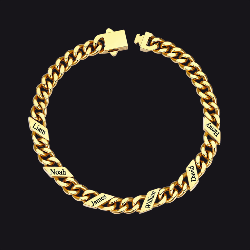 Custom Engraved Name Cuban Chain Bracelet for 7/9/12mm Width