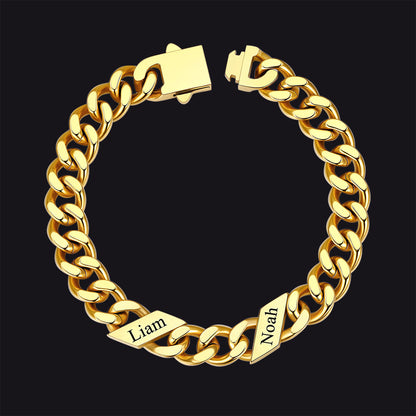 Custom Engraved Name Cuban Chain Bracelet for 7/9/12mm Width