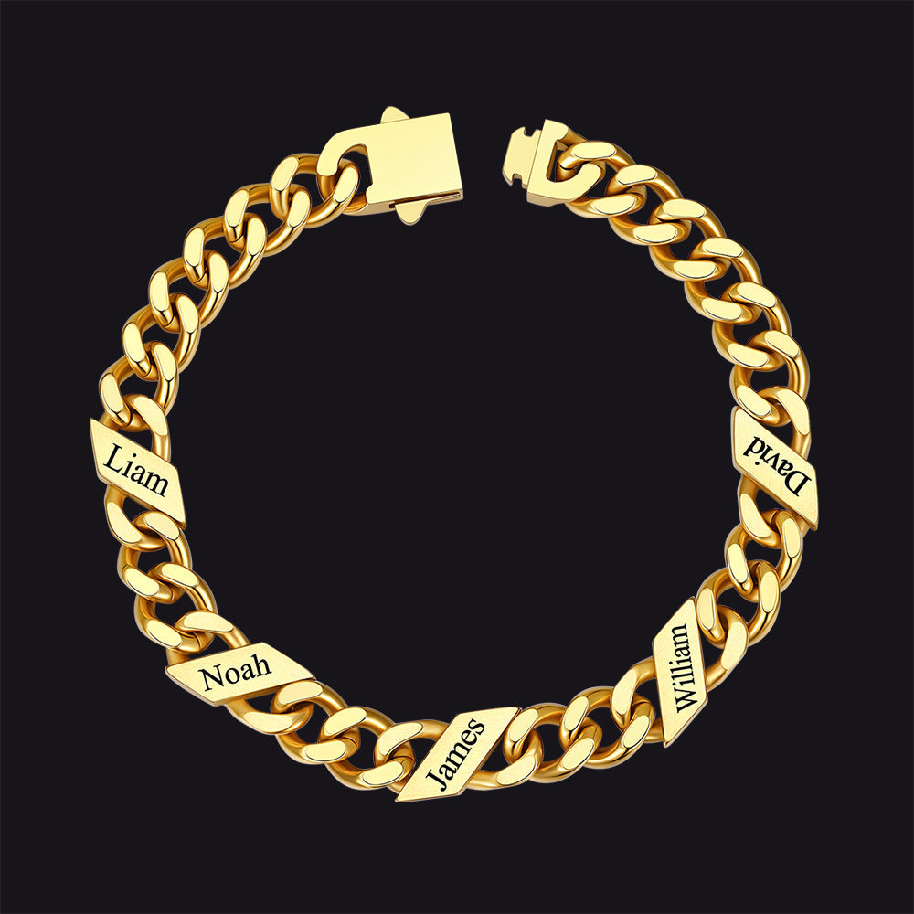 Custom Engraved Name Cuban Chain Bracelet for 7/9/12mm Width
