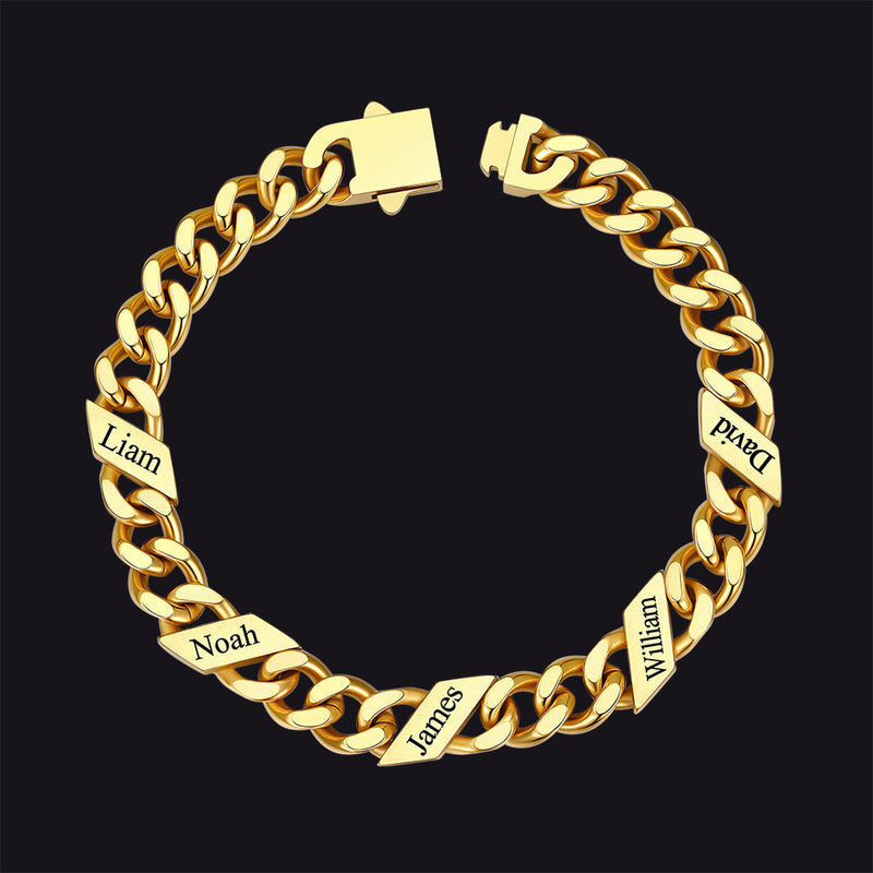Custom Engraved Name Cuban Chain Bracelet for 7/9/12mm Width