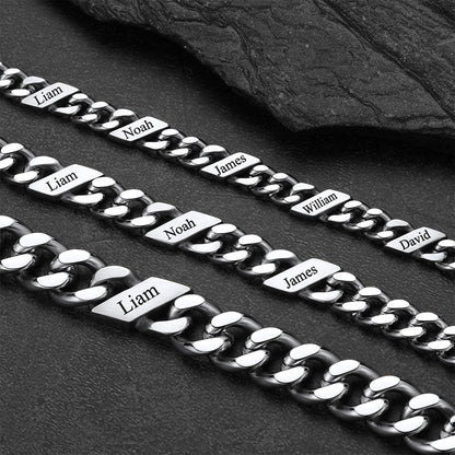 Custom Engraved Name Cuban Chain Bracelet for 7/9/12mm Width