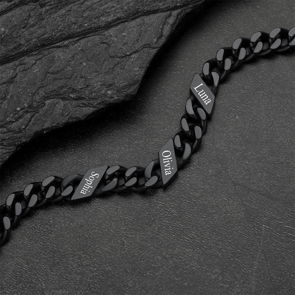 Custom Engraved Name Cuban Link Chain Bracelet for