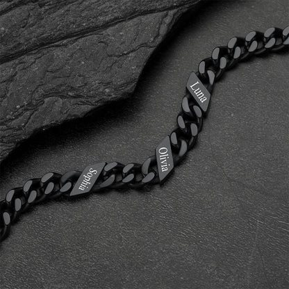 Custom Engraved Name Cuban Link Chain Bracelet for