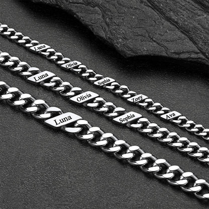 Custom Engraved Name Cuban Link Chain Bracelet for